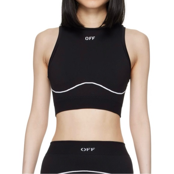 Off-White Black Stamp Seamless Crop Top - Picture 1 of 3